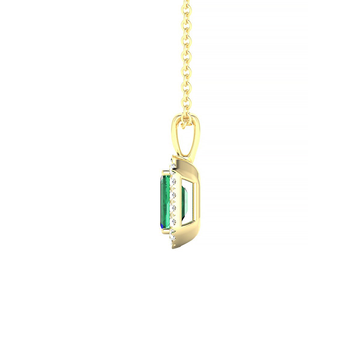 Solar | 18k Yellow Gold 6 x 4 mm Emerald Emerald Pendant