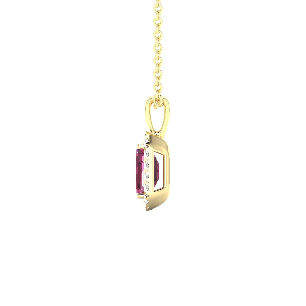 Solar | 18k Yellow Gold 6 x 4 mm Emerald Rhodolite Pendant