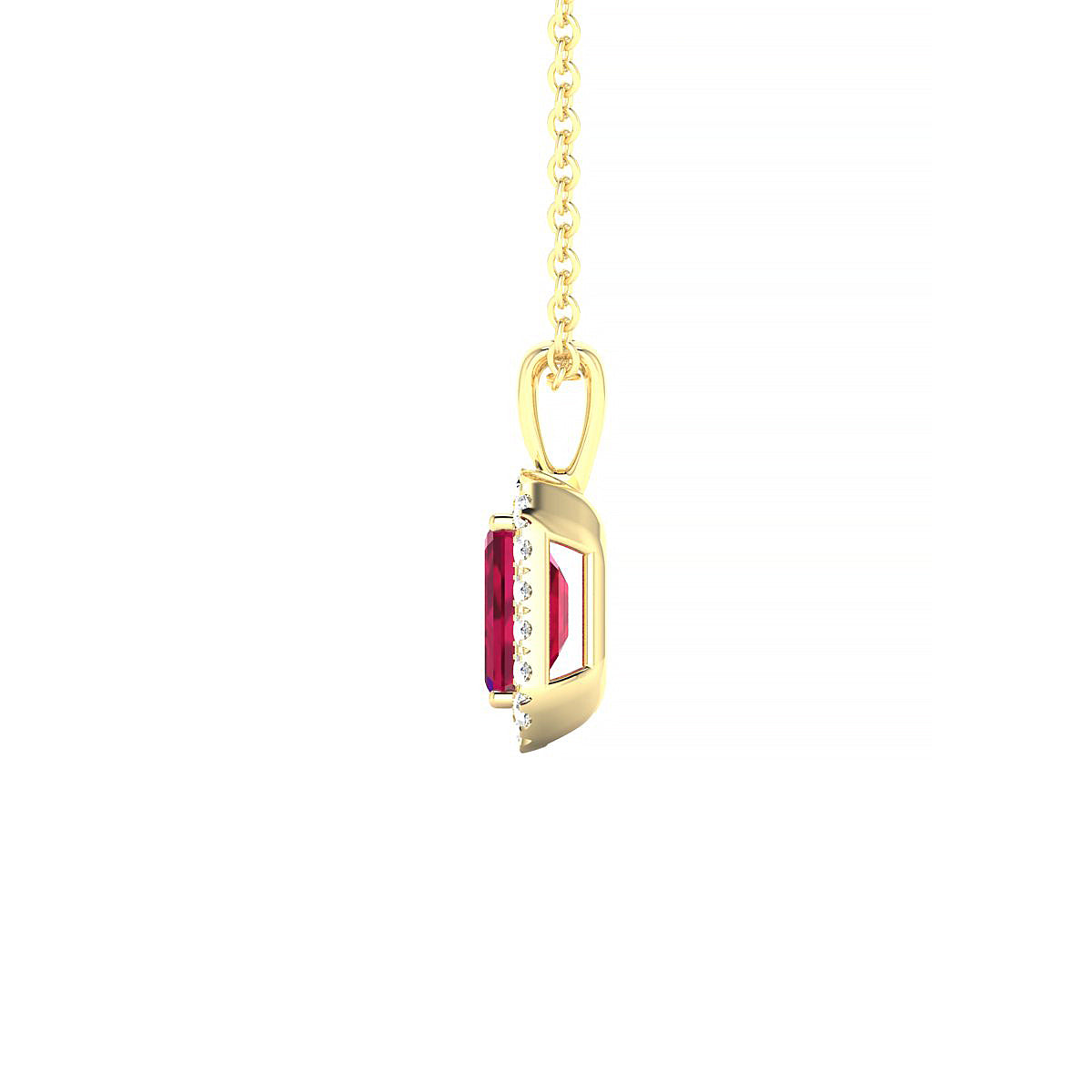 Solar | 18k Yellow Gold 6 x 4 mm Emerald Ruby Pendant