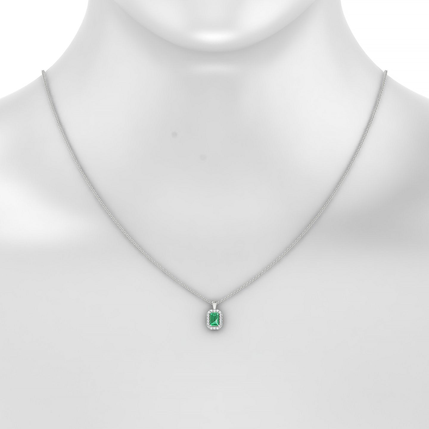 Solar | 18k White Gold 6 x 4 mm Emerald Emerald Pendant