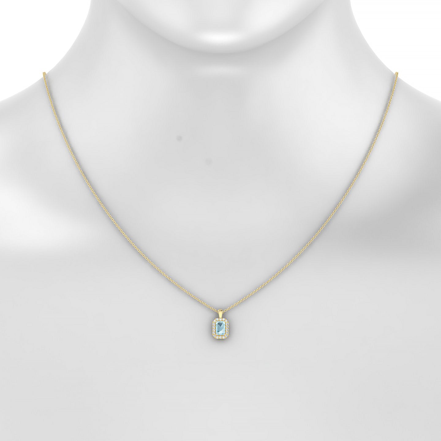 Solar | 18k Yellow Gold 6 x 4 mm Emerald Aquamarine Pendant