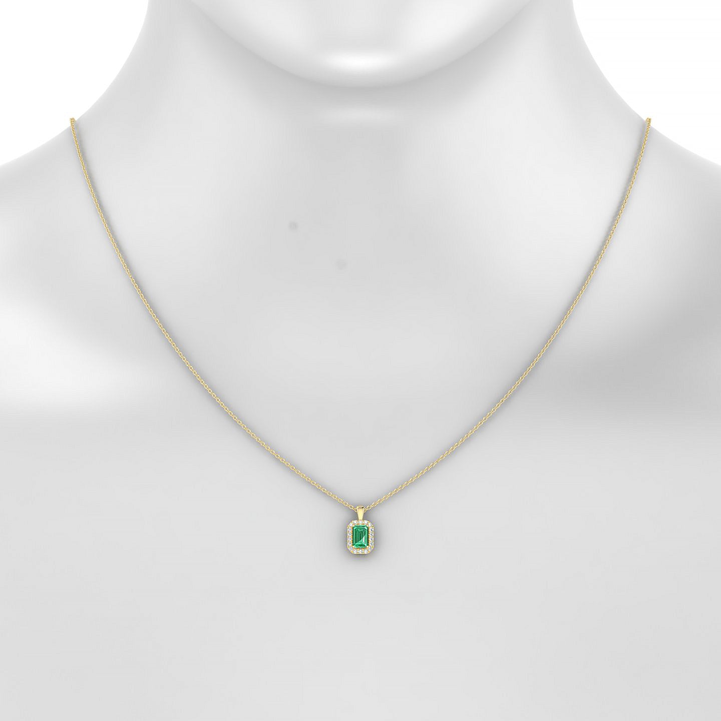 Solar | 18k Yellow Gold 6 x 4 mm Emerald Emerald Pendant