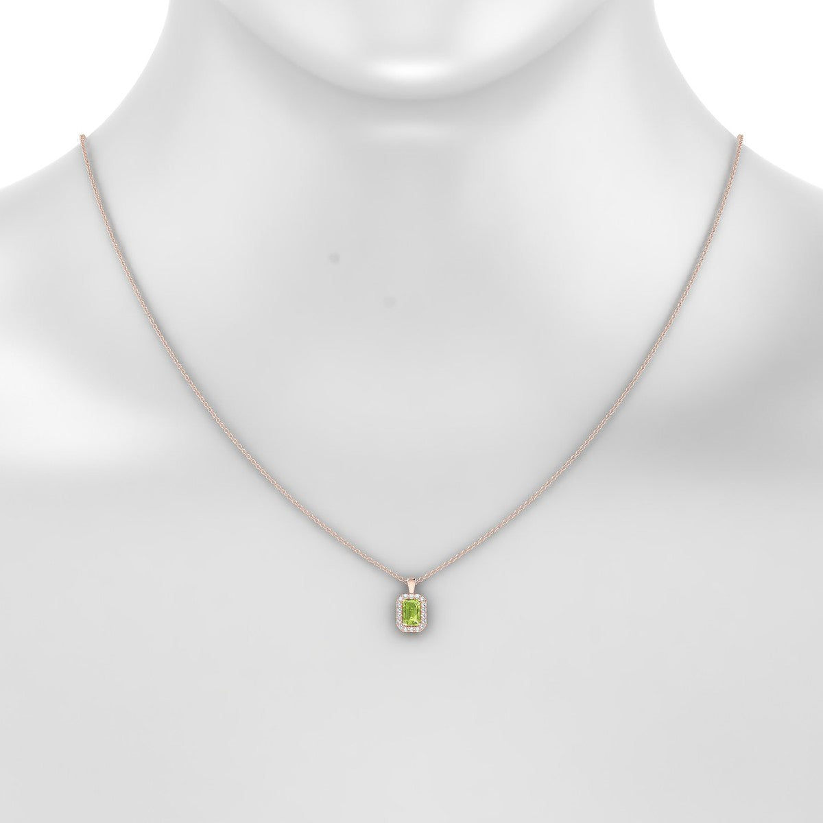 Solar | 18k Rose Gold 6 x 4 mm Emerald Peridot Pendant