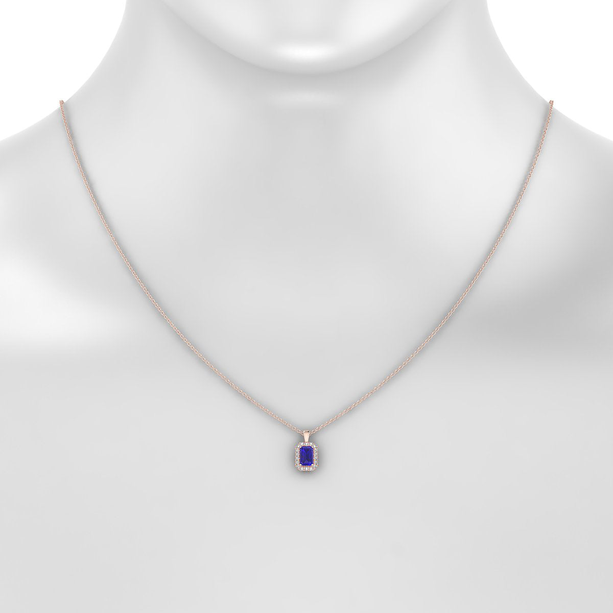 Solar | 18k Rose Gold 6 x 4 mm Emerald Tanzanite Pendant
