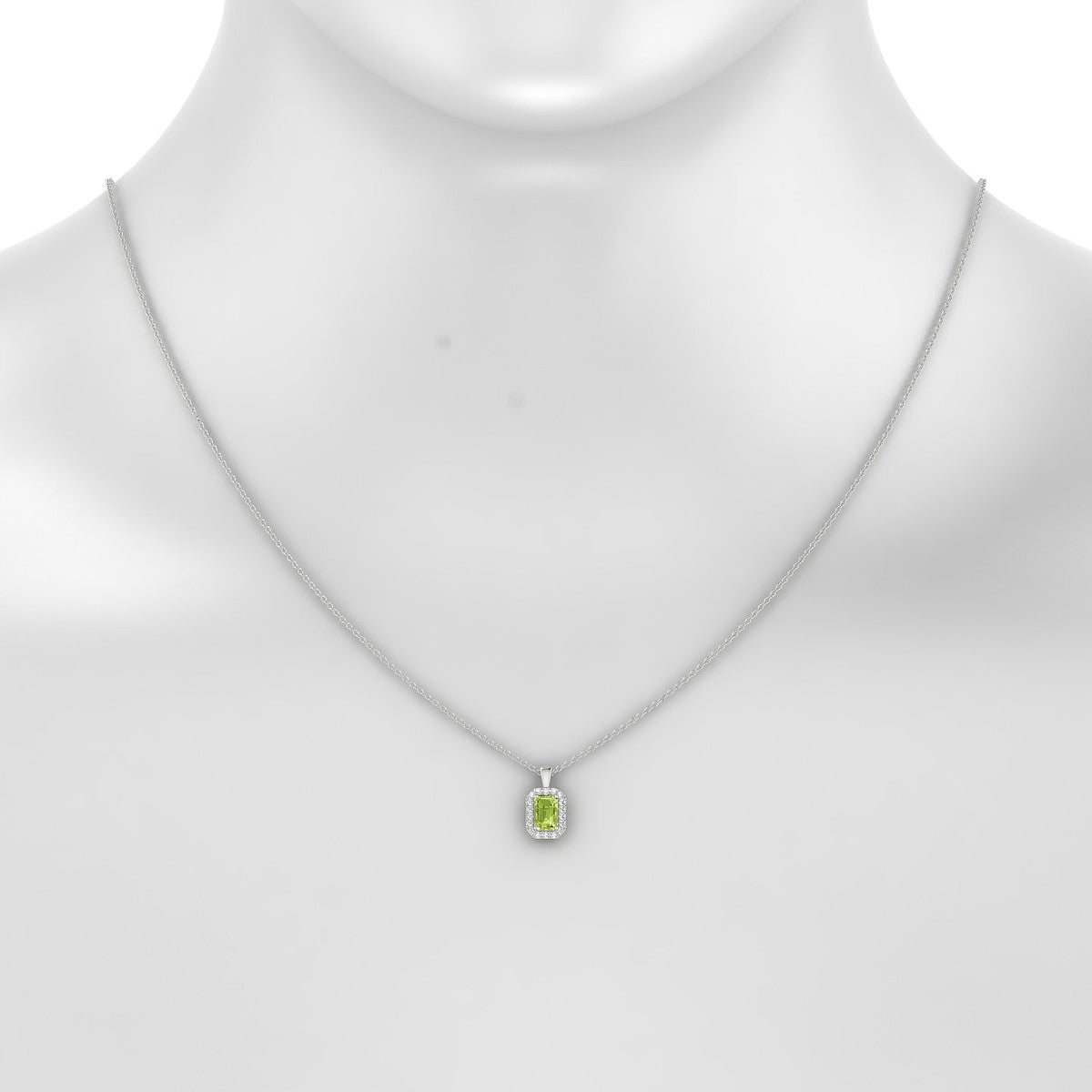 Solar | 18k White Gold 6 x 4 mm Emerald Peridot Pendant
