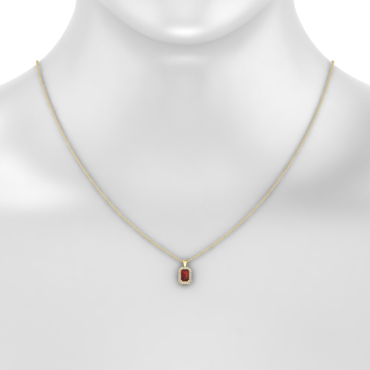 Solar | 18k Yellow Gold 6 x 4 mm Emerald Garnet Pendant