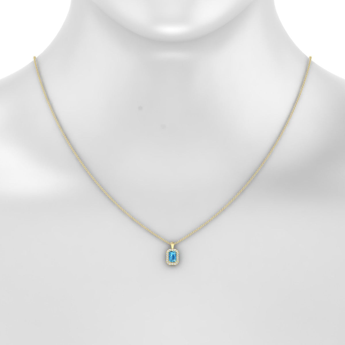 Solar | 18k Yellow Gold 6 x 4 mm Emerald Topaz Pendant