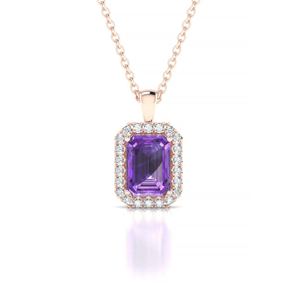 Solar | 18k Rose Gold 7 x 5 mm Emerald Amethyst Pendant