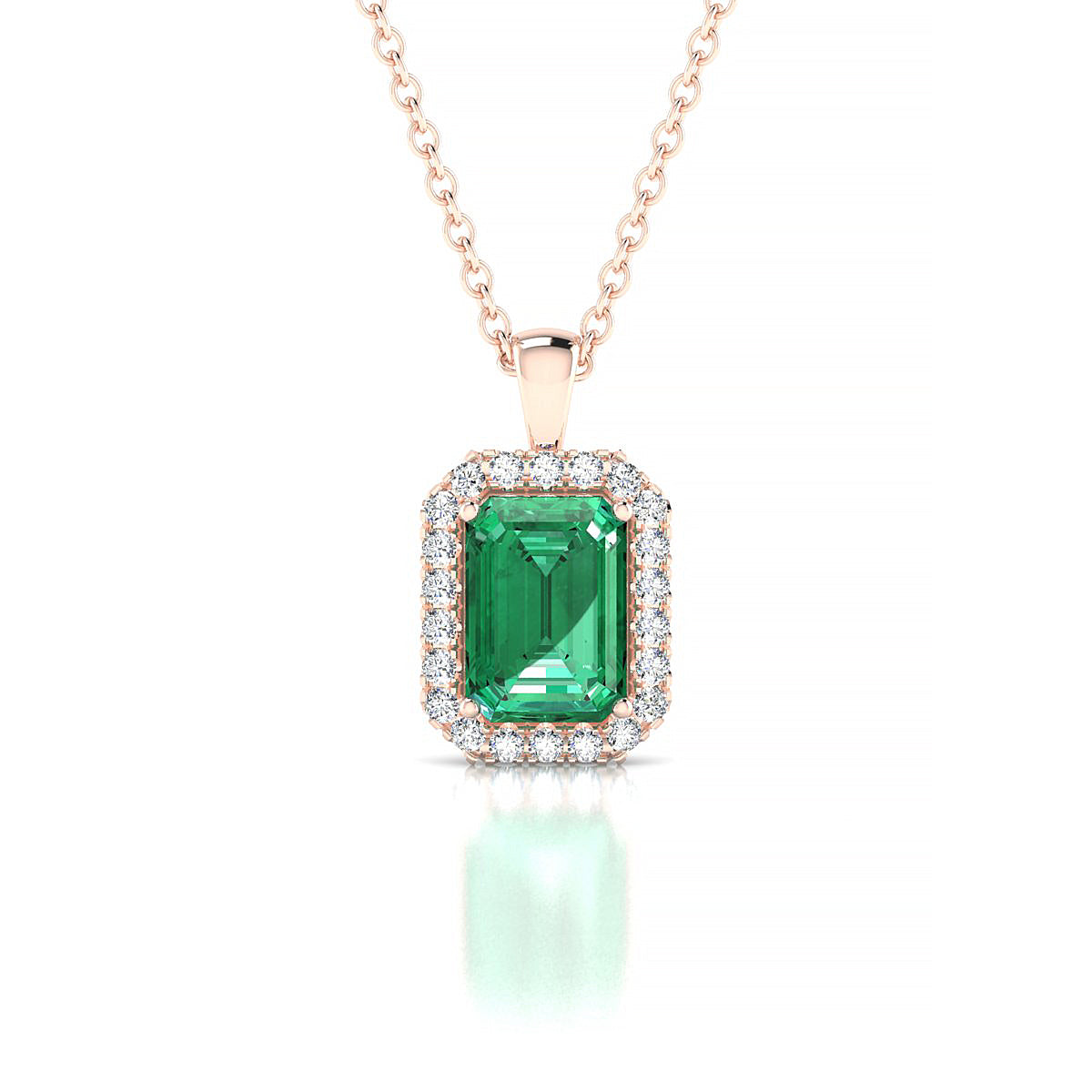 Solar | 18k Rose Gold 7 x 5 mm Emerald Emerald Pendant