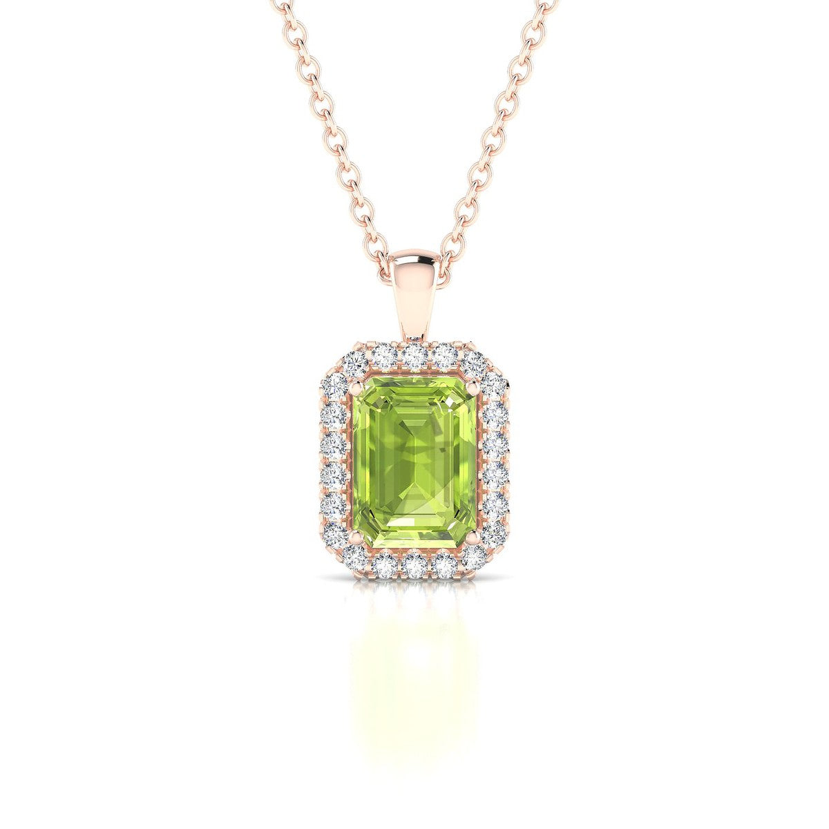 Solar | 18k Rose Gold 7 x 5 mm Emerald Peridot Pendant