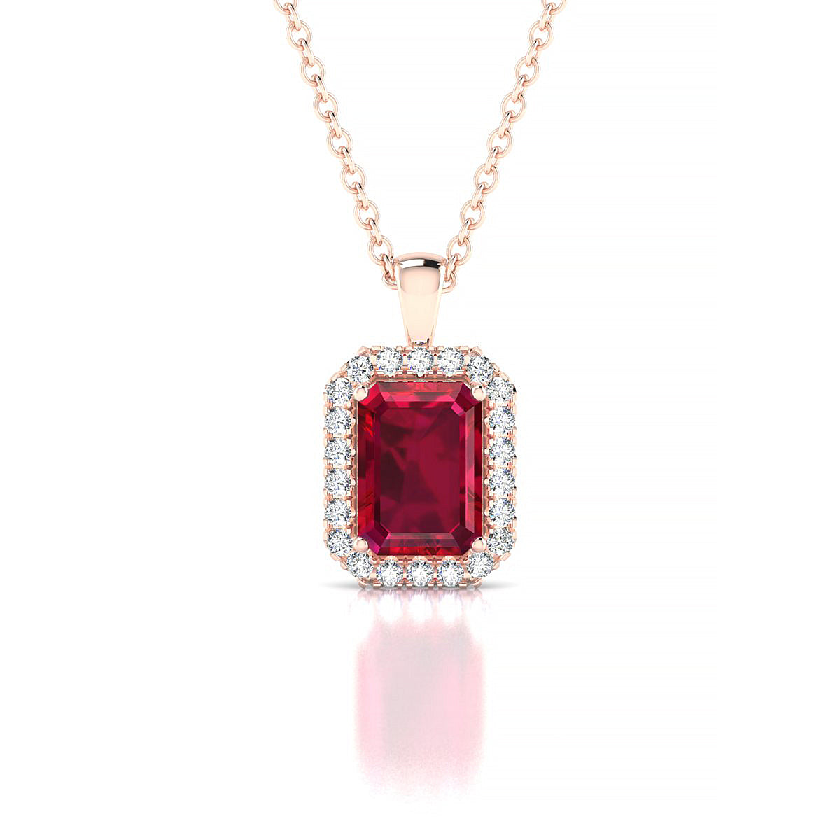 Solar | 18k Rose Gold 7 x 5 mm Emerald Ruby Pendant