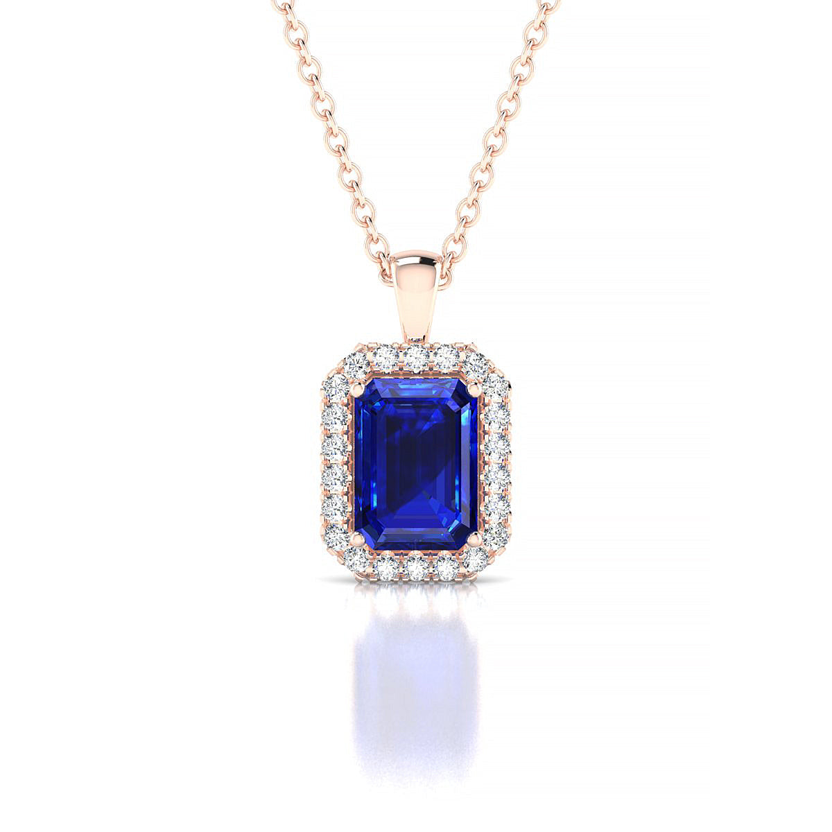 Solar | 18k Rose Gold 7 x 5 mm Emerald Sapphire Pendant