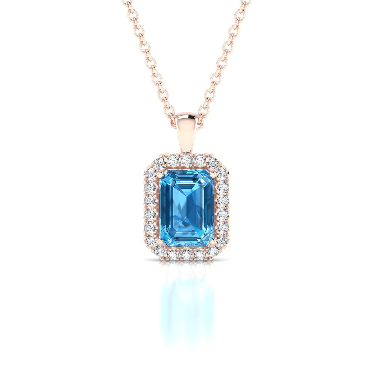 Solar | 18k Rose Gold 7 x 5 mm Emerald Topaz Pendant