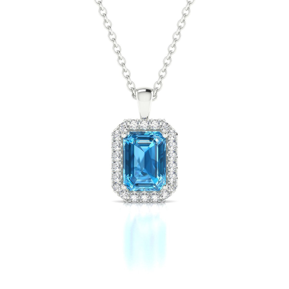 Solar | 18k White Gold 7 x 5 mm Emerald Topaz Pendant