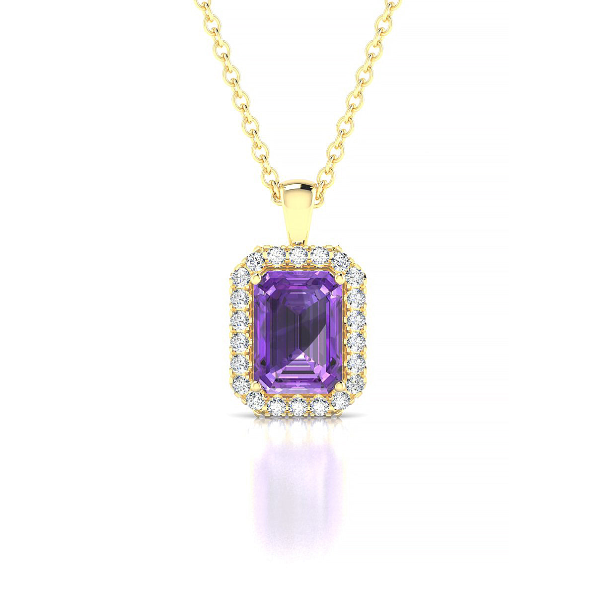 Solar | 18k Yellow Gold 7 x 5 mm Emerald Amethyst Pendant