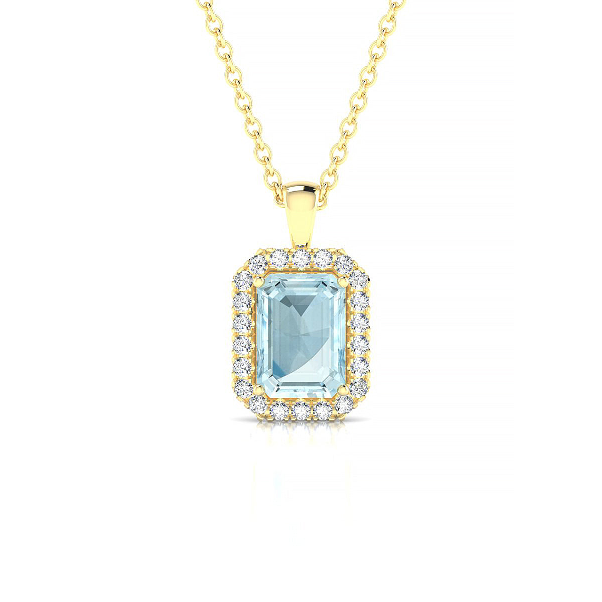 Solar | 18k Yellow Gold 7 x 5 mm Emerald Aquamarine Pendant