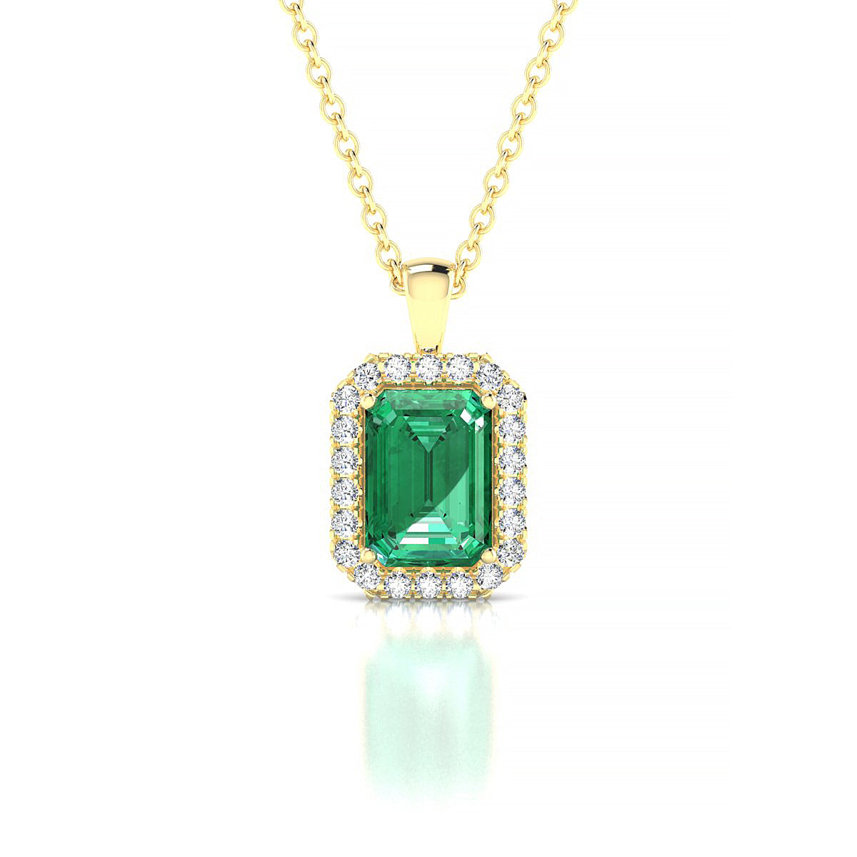 Solar | 18k Yellow Gold 7 x 5 mm Emerald Emerald Pendant