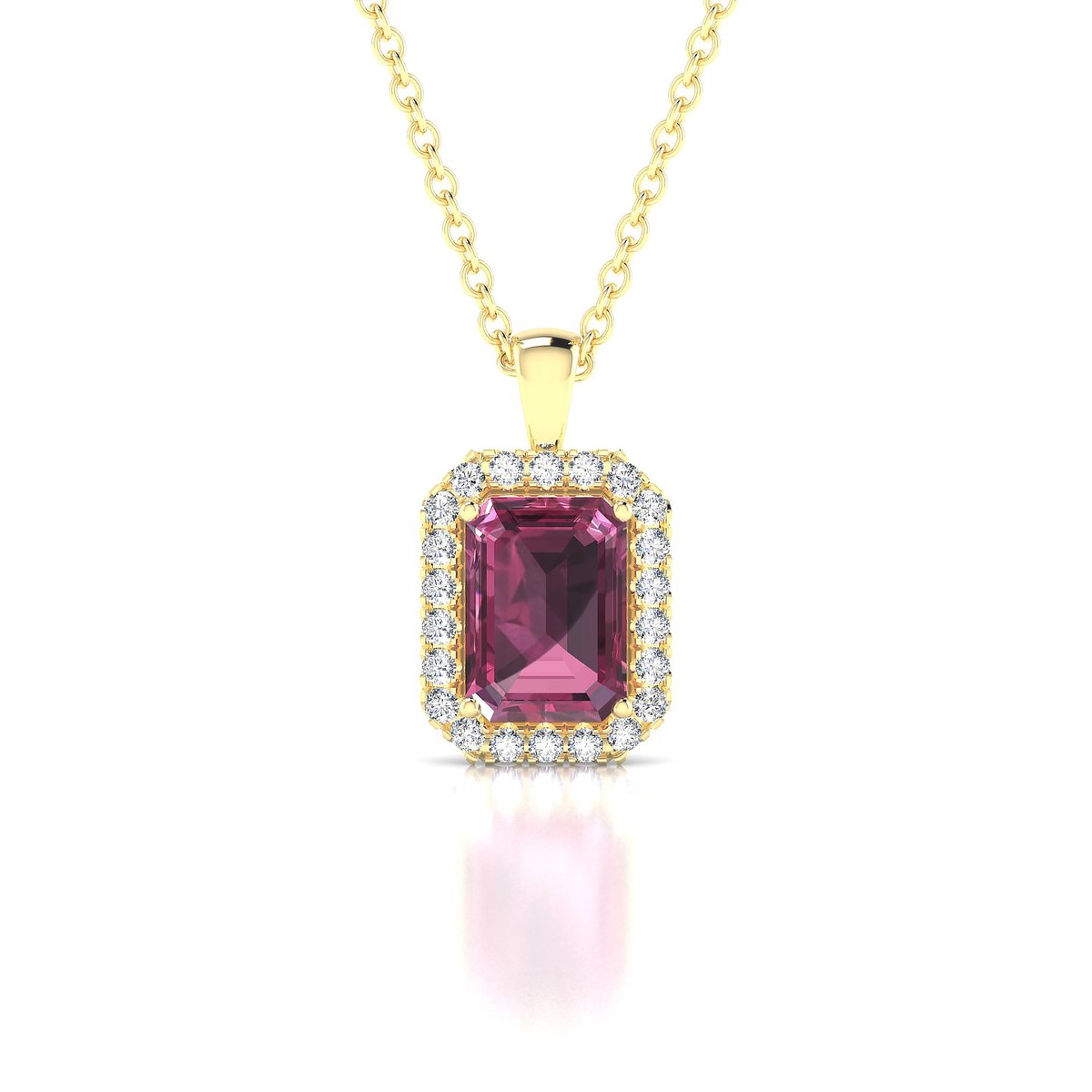Solar | 18k Yellow Gold 7 x 5 mm Emerald Rhodolite Pendant