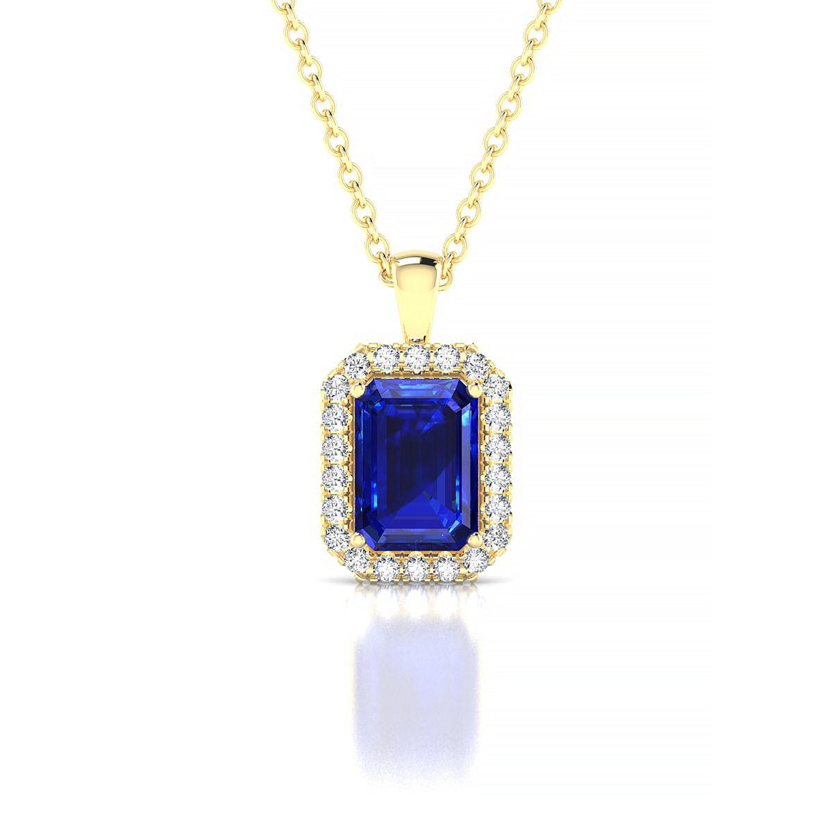 Solar | 18k Yellow Gold 7 x 5 mm Emerald Sapphire Pendant