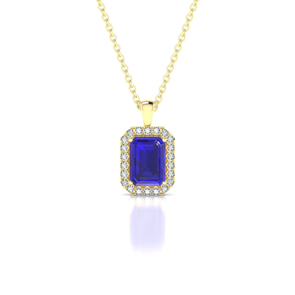 Solar | 18k Yellow Gold 7 x 5 mm Emerald Tanzanite Pendant