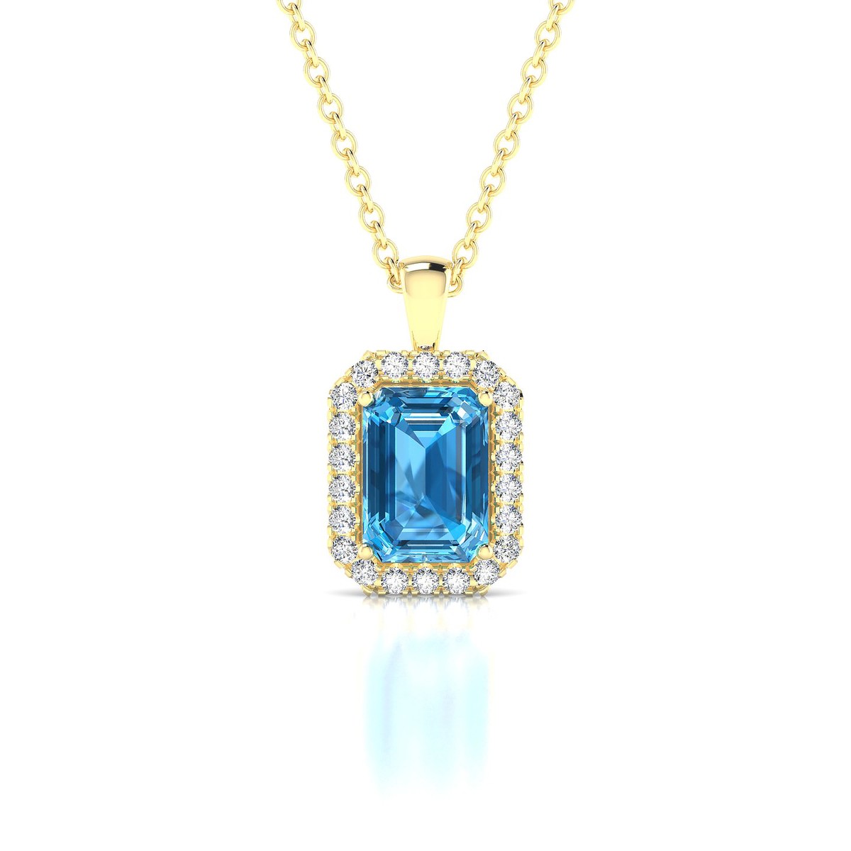 Solar | 18k Yellow Gold 7 x 5 mm Emerald Topaz Pendant