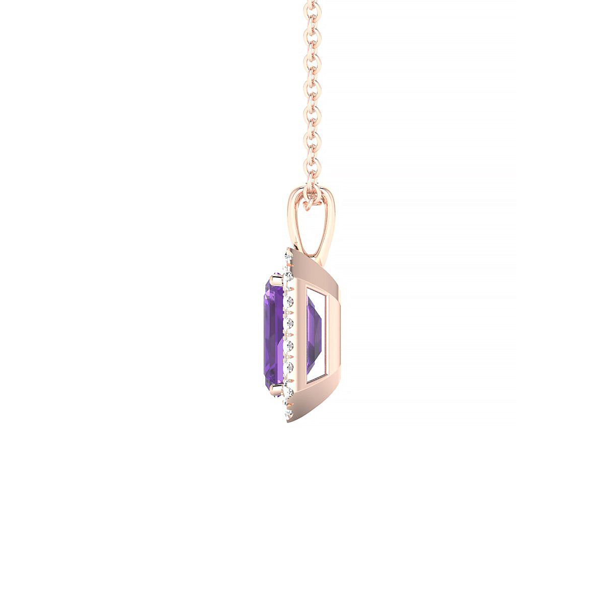 Solar | 18k Rose Gold 7 x 5 mm Emerald Amethyst Pendant
