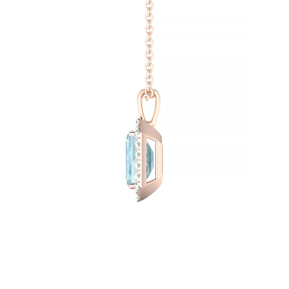Solar | 18k Rose Gold 7 x 5 mm Emerald Aquamarine Pendant