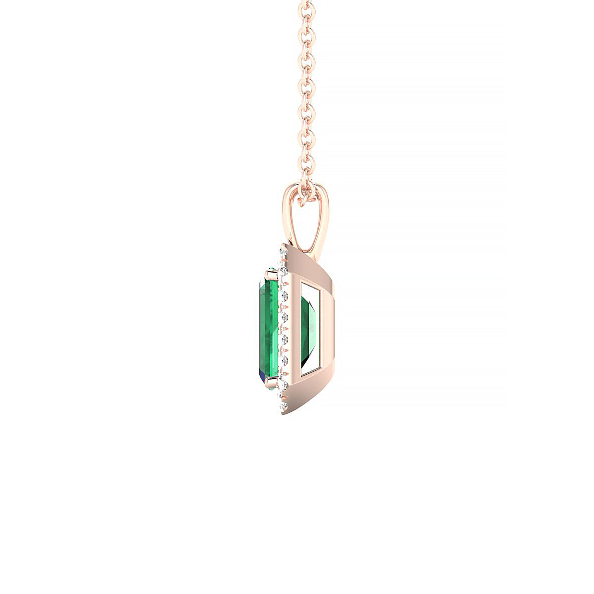 Solar | 18k Rose Gold 7 x 5 mm Emerald Emerald Pendant