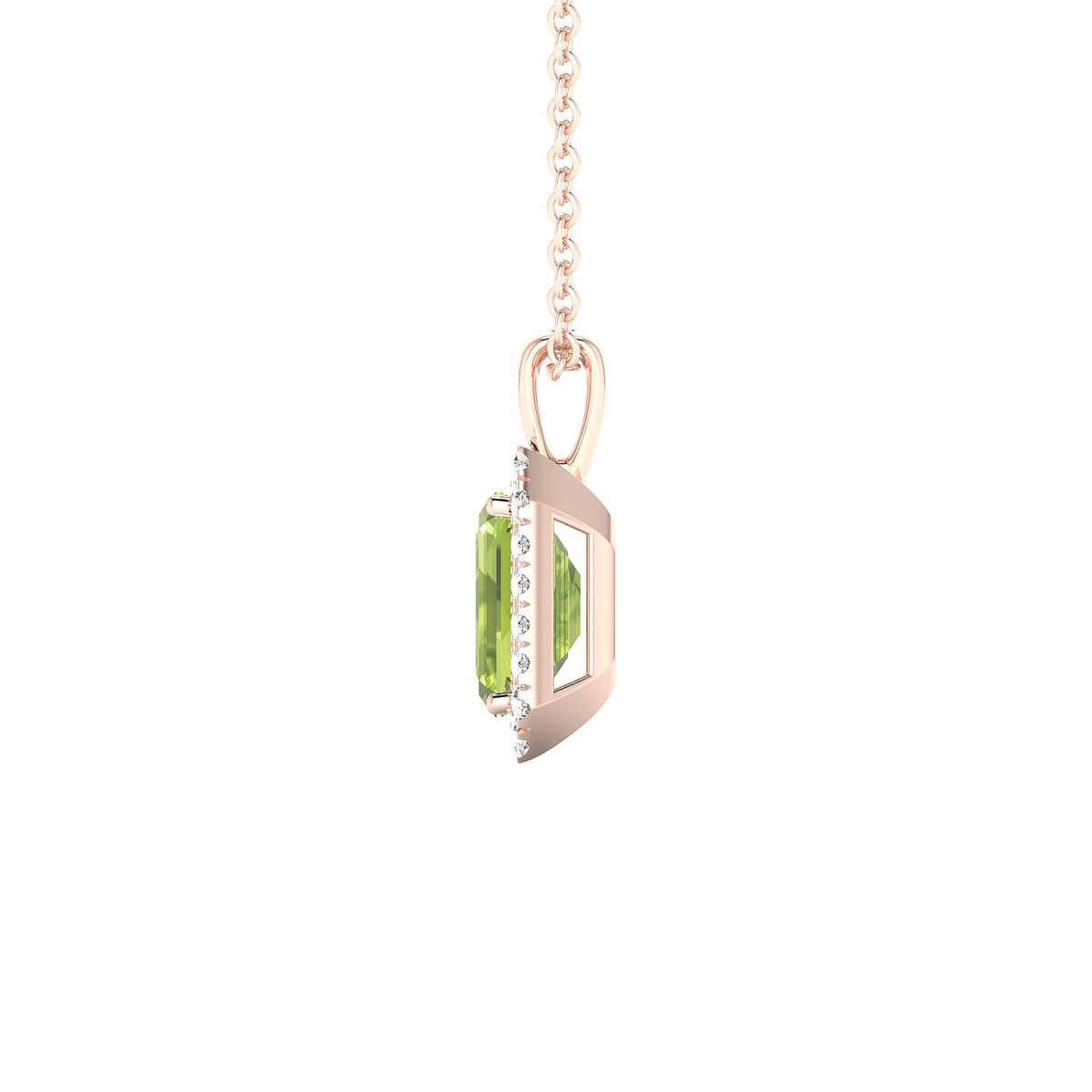Solar | 18k Rose Gold 7 x 5 mm Emerald Peridot Pendant