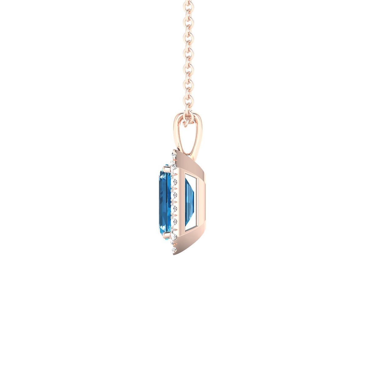 Solar | 18k Rose Gold 7 x 5 mm Emerald Topaz Pendant