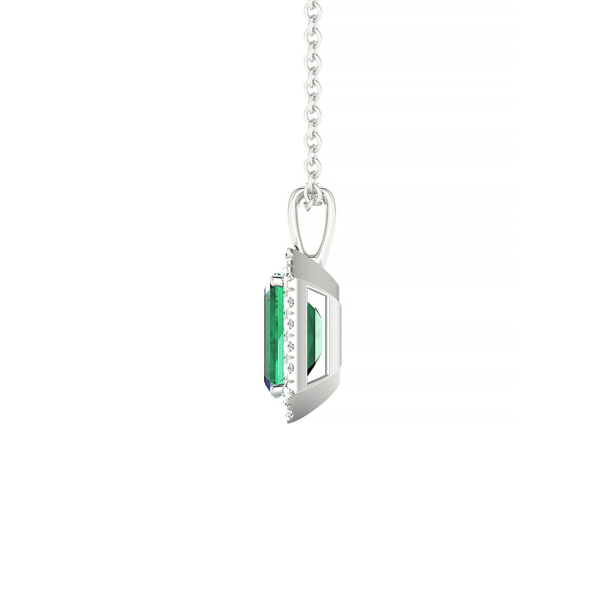 Solar | 18k White Gold 7 x 5 mm Emerald Emerald Pendant