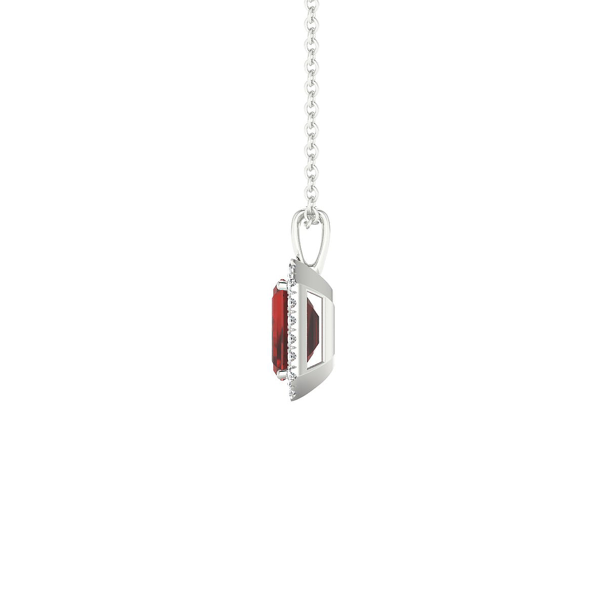 Solar | 18k White Gold 7 x 5 mm Emerald Garnet Pendant