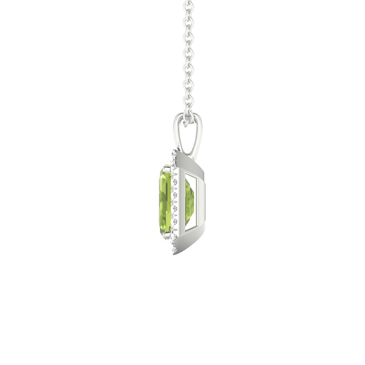 Solar | 18k White Gold 7 x 5 mm Emerald Peridot Pendant