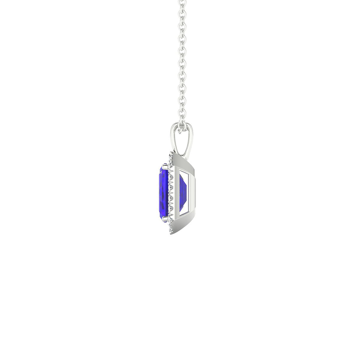 Solar | 18k White Gold 7 x 5 mm Emerald Tanzanite Pendant
