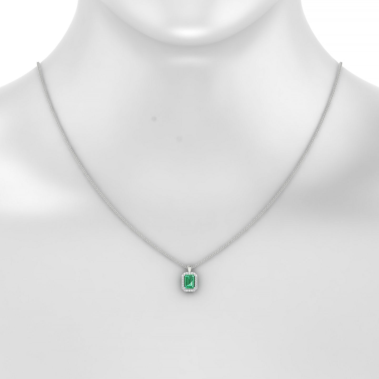 Solar | 18k White Gold 7 x 5 mm Emerald Emerald Pendant