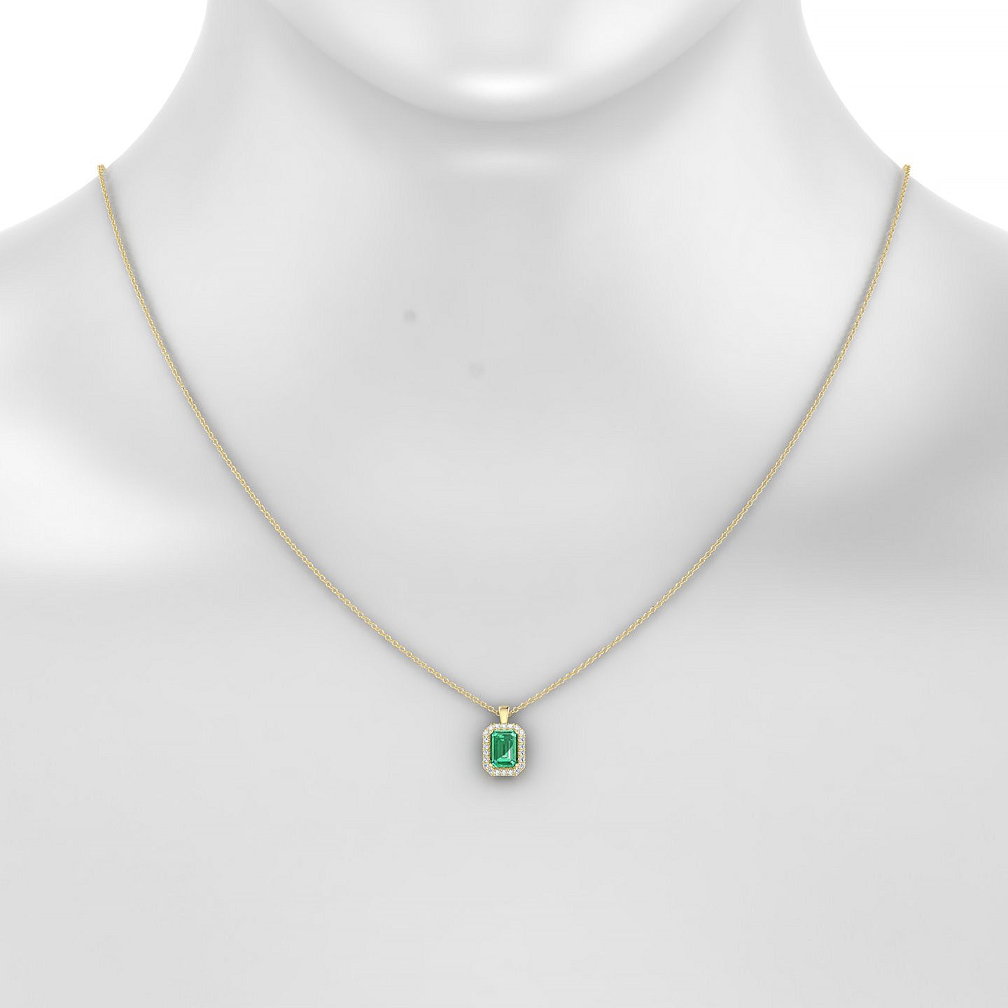 Solar | 18k Yellow Gold 7 x 5 mm Emerald Emerald Pendant