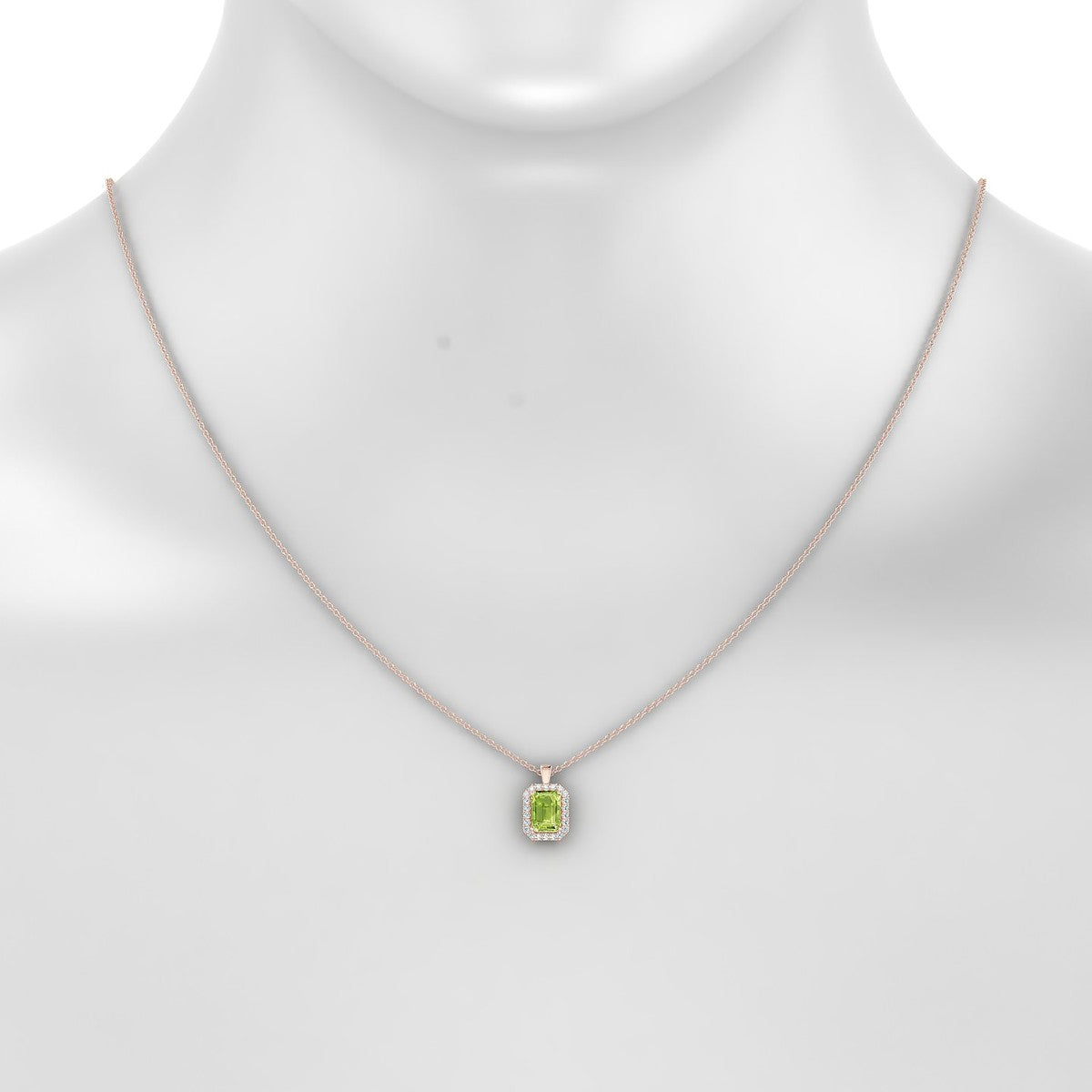 Solar | 18k Rose Gold 7 x 5 mm Emerald Peridot Pendant