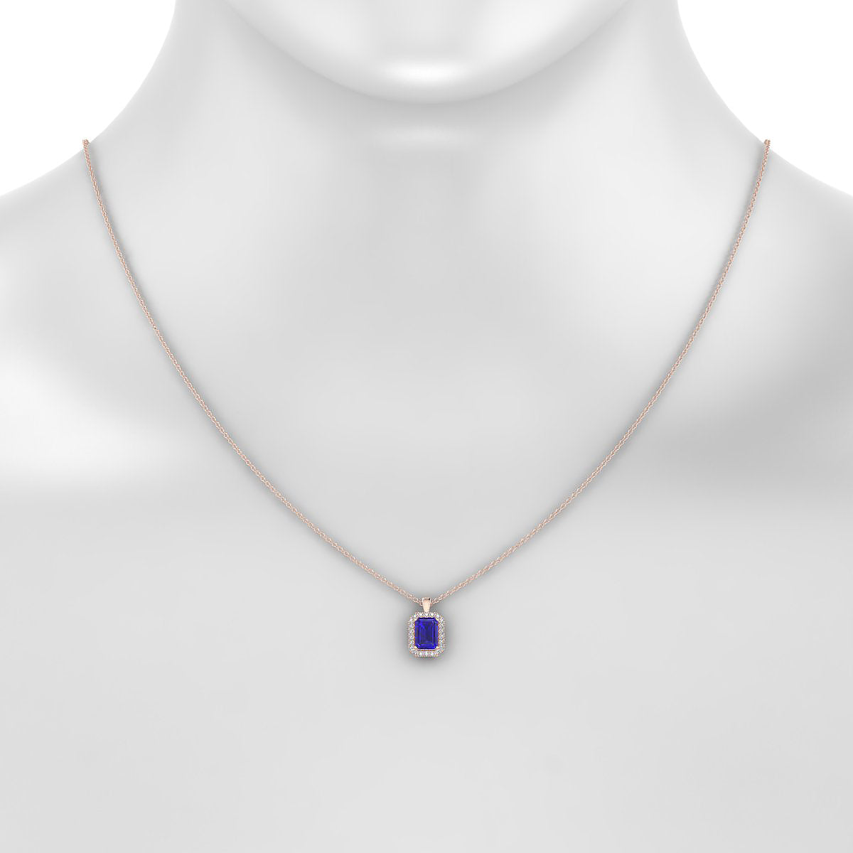 Solar | 18k Rose Gold 7 x 5 mm Emerald Tanzanite Pendant