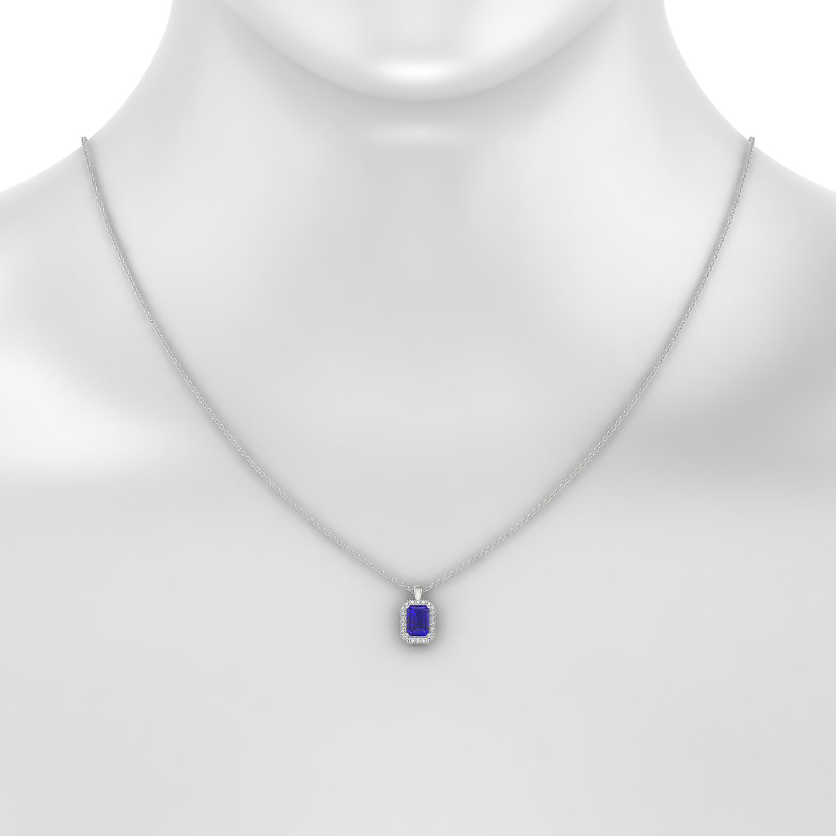 Solar | 18k White Gold 7 x 5 mm Emerald Tanzanite Pendant