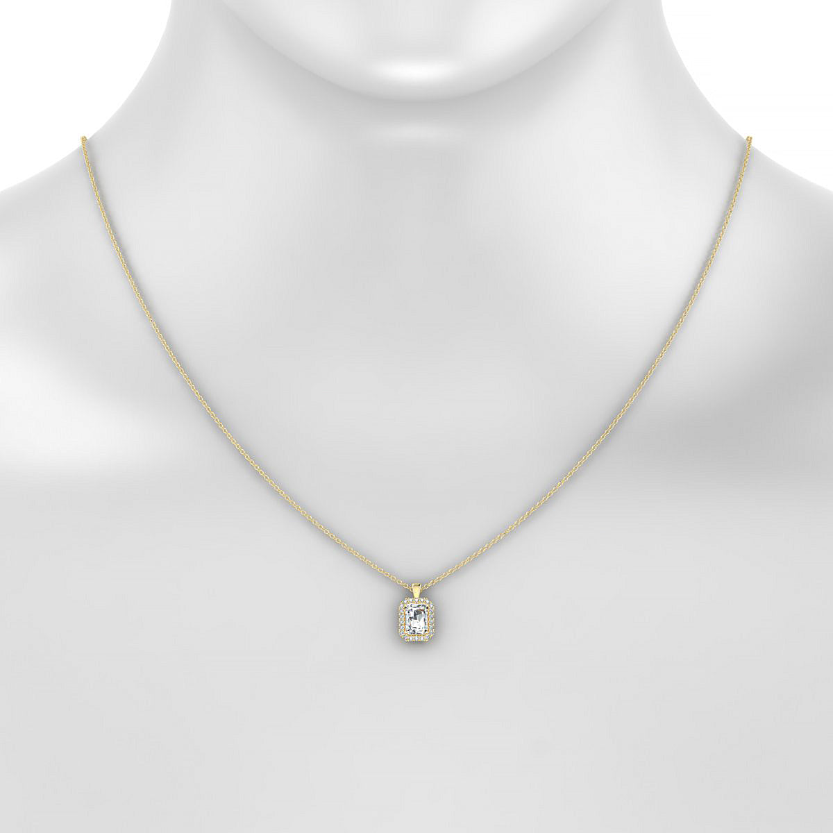Solar | 18k Yellow Gold 7 x 5 mm Emerald Diamond Pendant