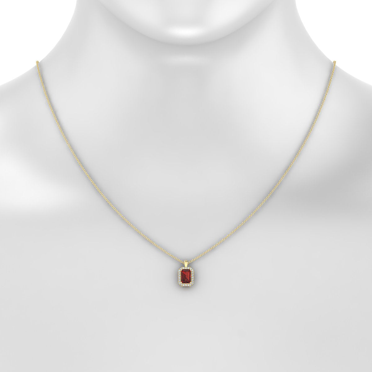 Solar | 18k Yellow Gold 7 x 5 mm Emerald Garnet Pendant