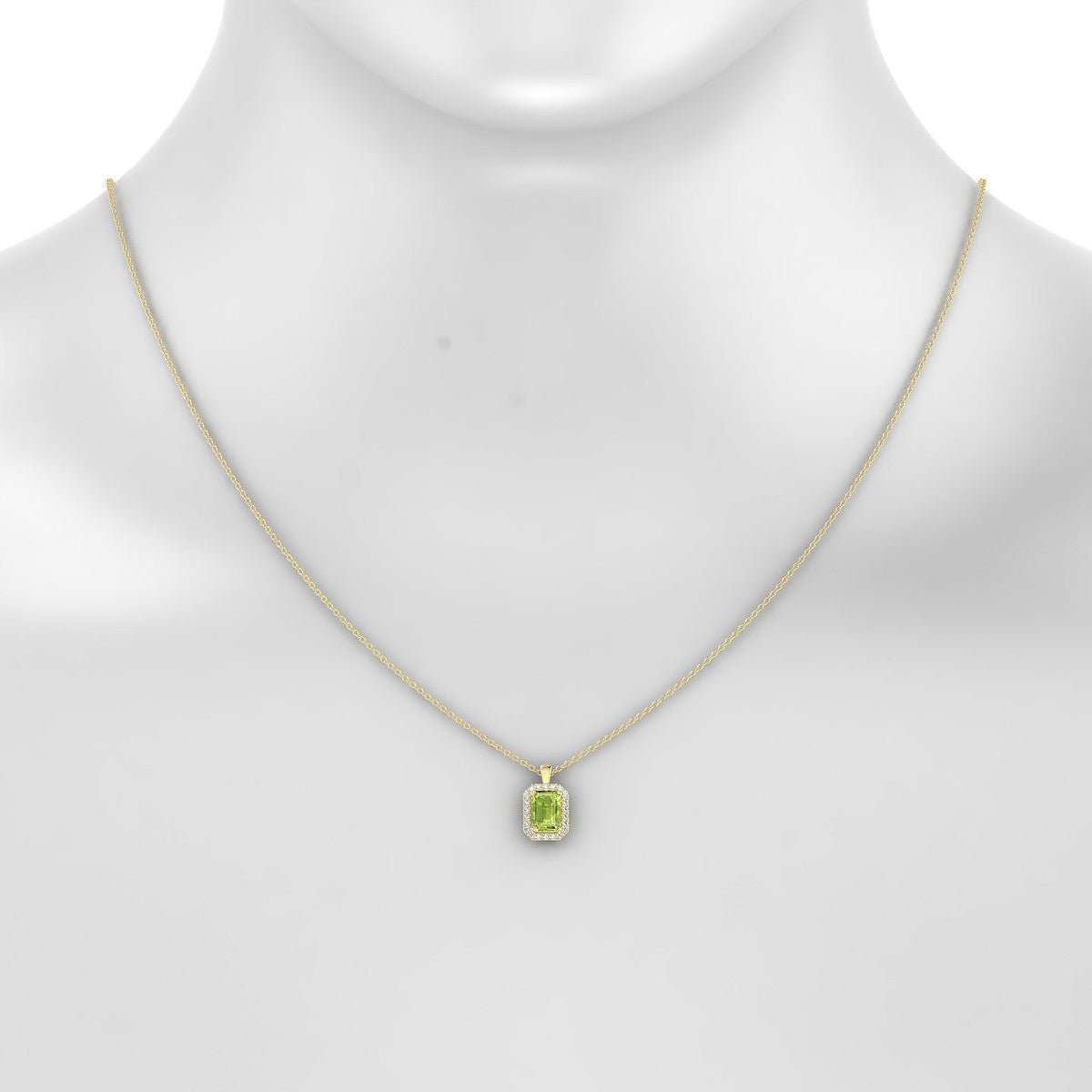 Solar | 18k Yellow Gold 7 x 5 mm Emerald Peridot Pendant