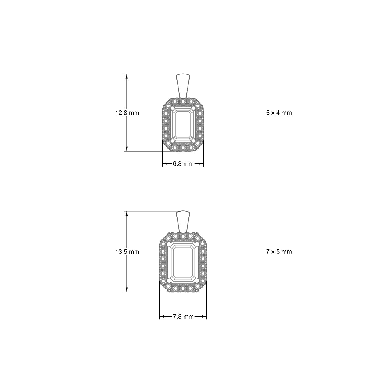 Solar | 18k White Gold 7 x 5 mm Emerald Emerald Pendant