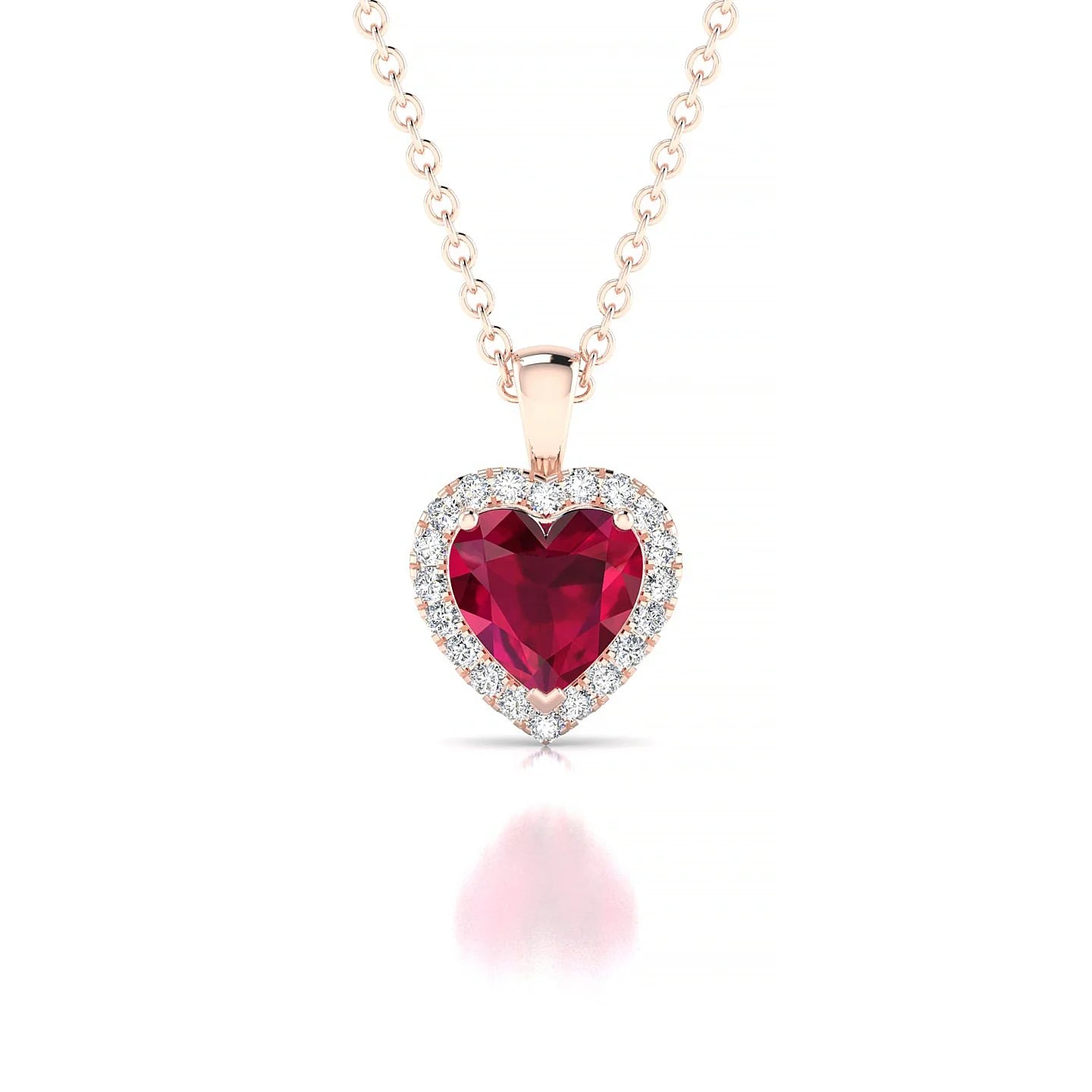 Solar | 18k Rose Gold 5.5 mm Heart Ruby Pendant