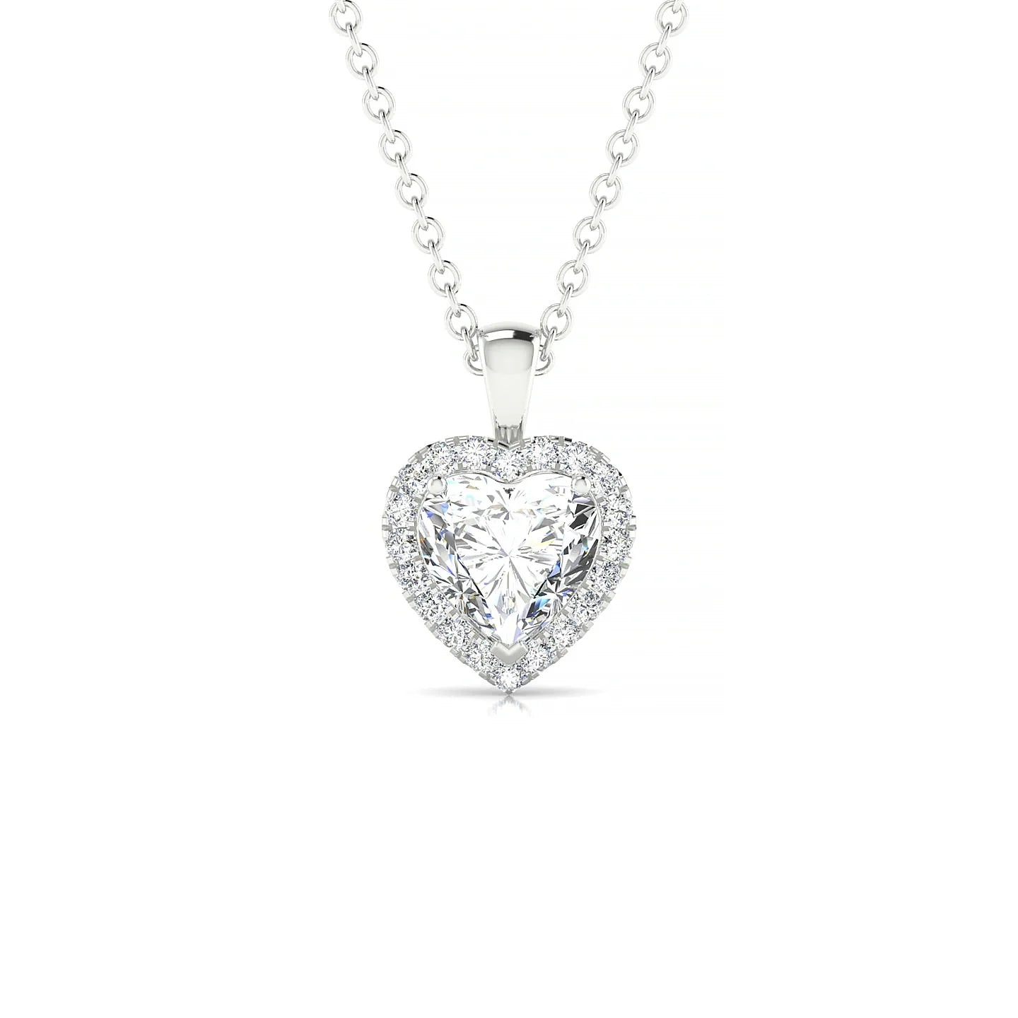 Solar | 18k White Gold 5.5 mm Heart Diamond Pendant