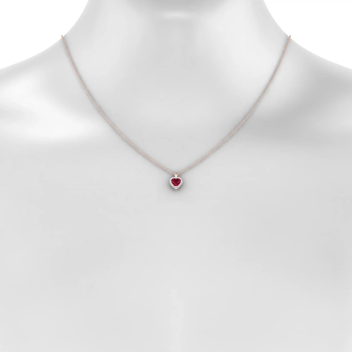 Solar | 18k Rose Gold 5.5 mm Heart Ruby Pendant