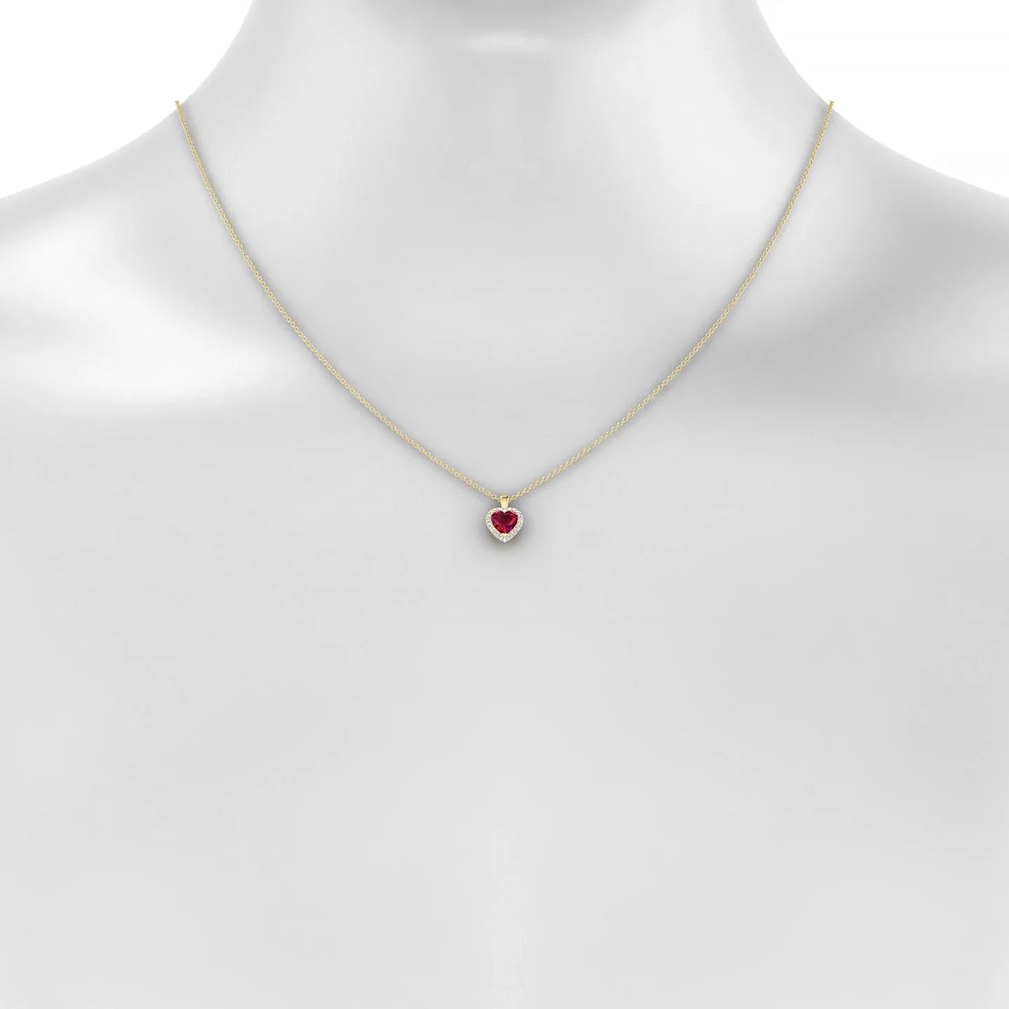 Solar | 18k Yellow Gold 5.5 mm Heart Ruby Pendant