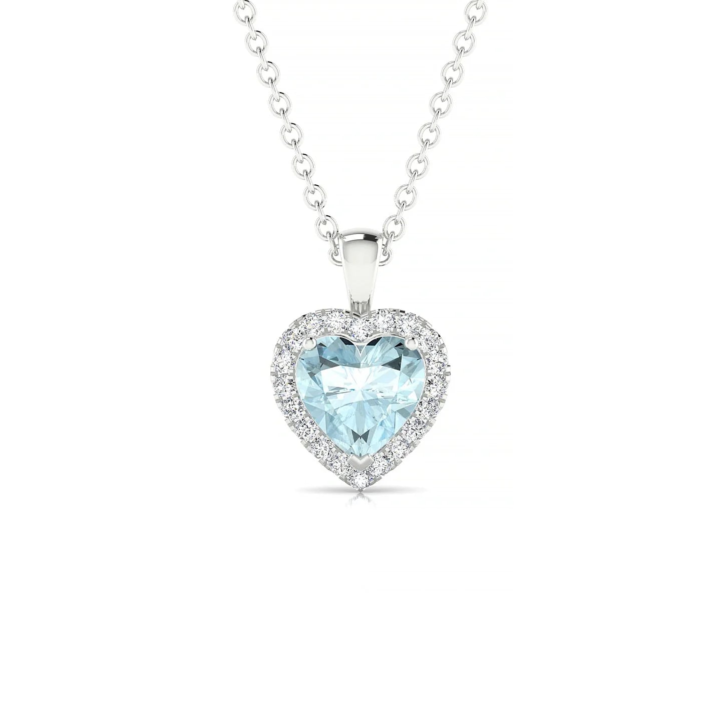 Solar | 18k White Gold 6 mm Heart Aquamarine Pendant