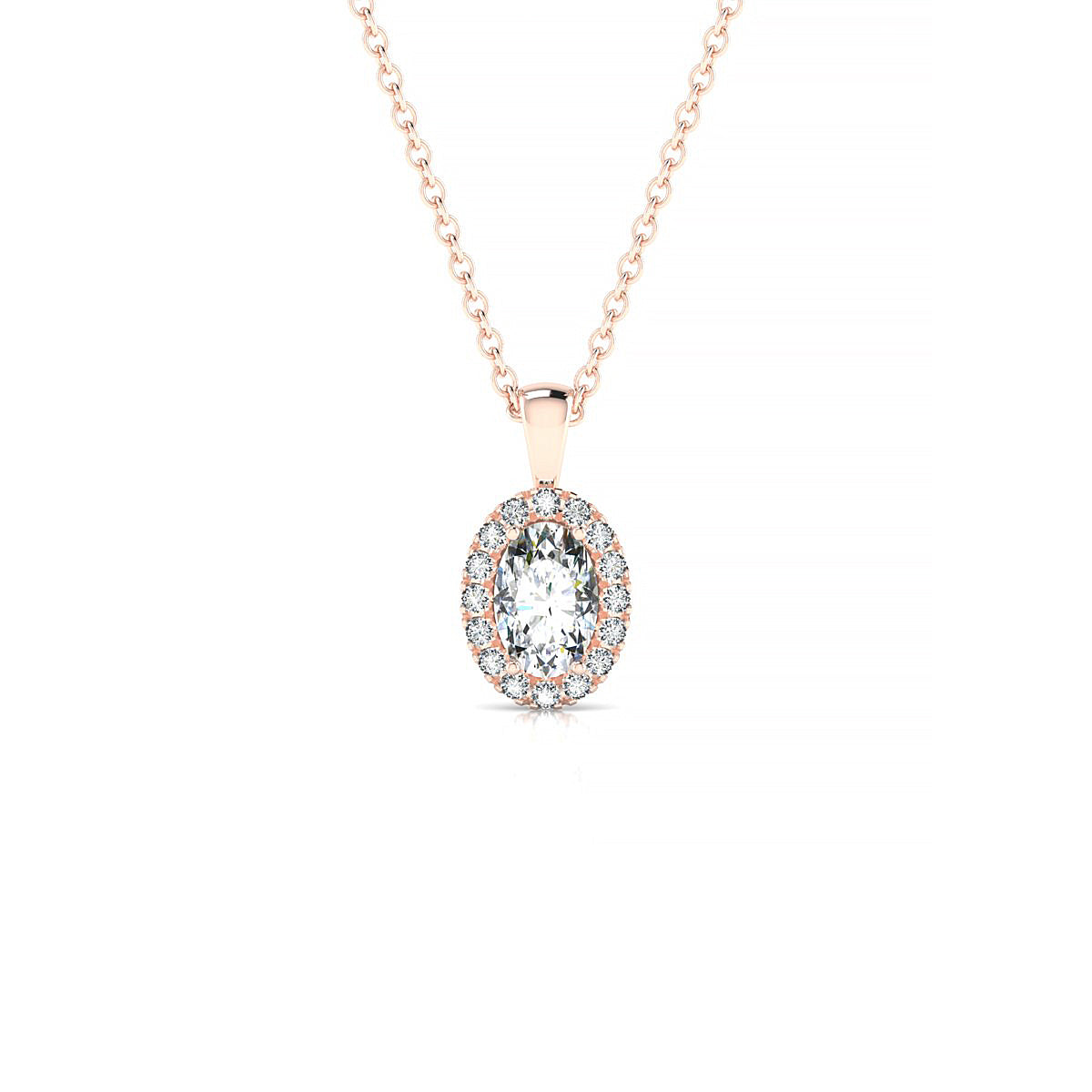 Solar | 18k Rose Gold 6 x 4 mm Oval Diamond Pendant