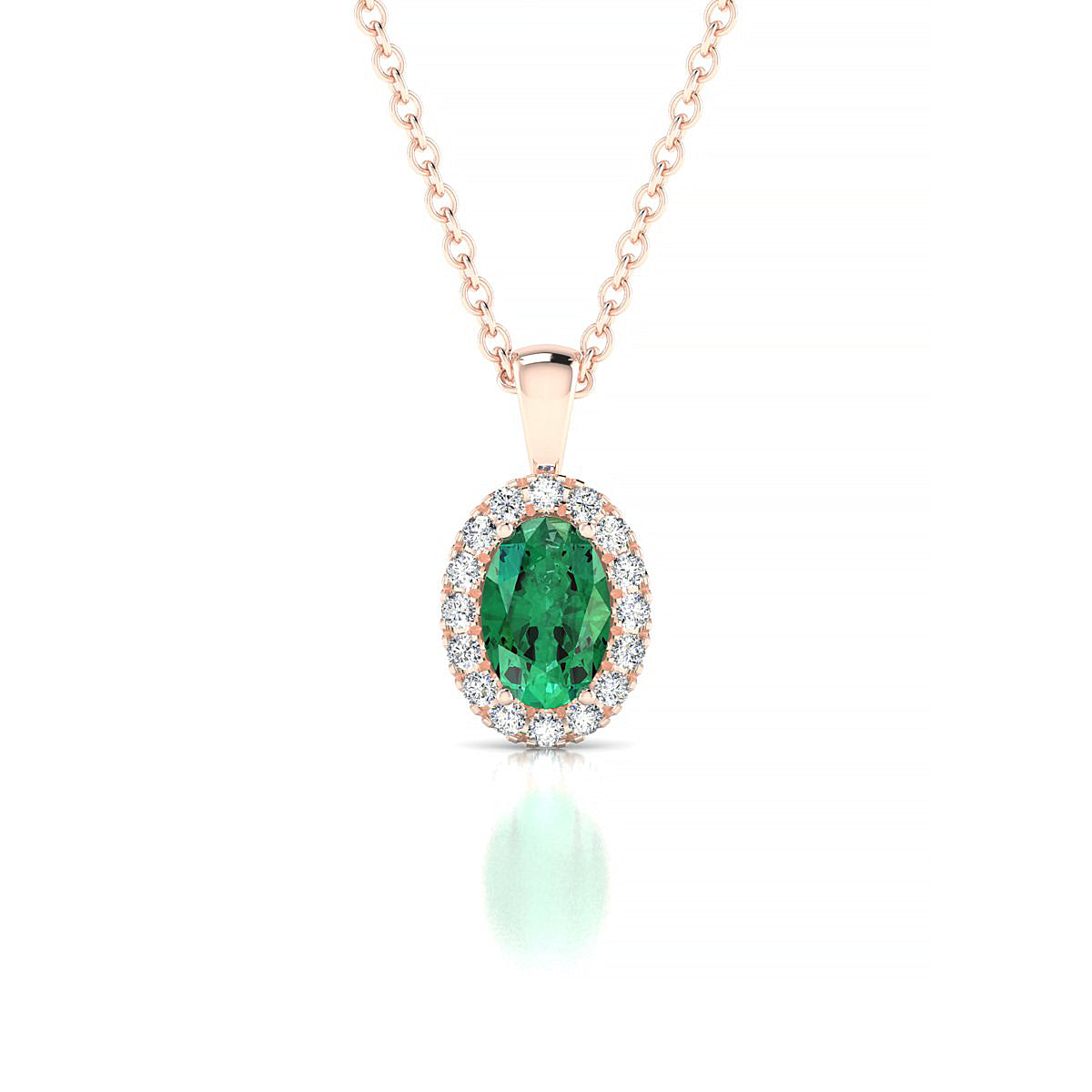 Solar | 18k Rose Gold 6 x 4 mm Oval Emerald Pendant